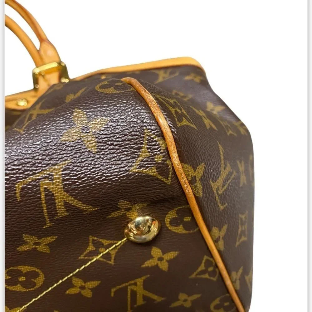 Louis Vuitton Tivoli GM Authentic Brown Leather & Monogram Canvas Shoulder Bag